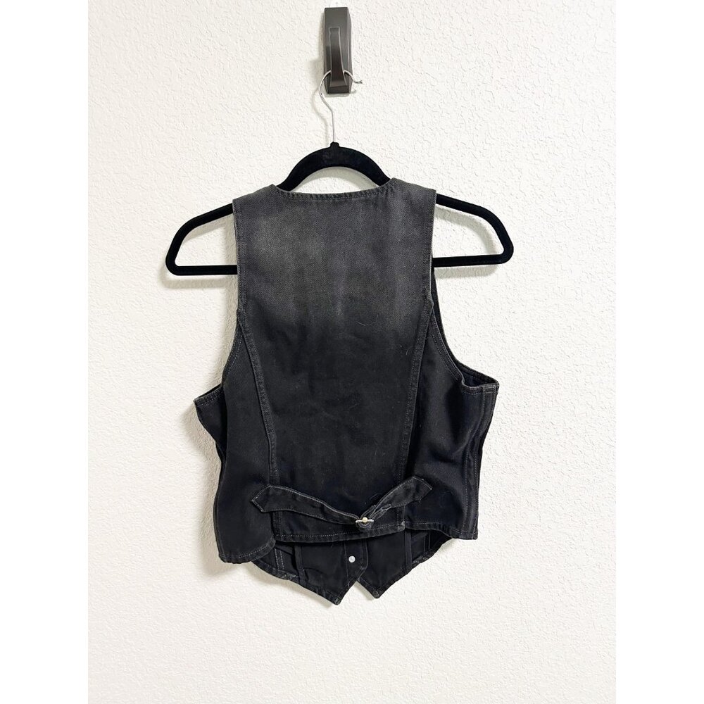 Dion Lee Rigid Denim Waistcoat Vest Sleeveless V Neck Button Front Black Size 12 - Picture 2 of 6